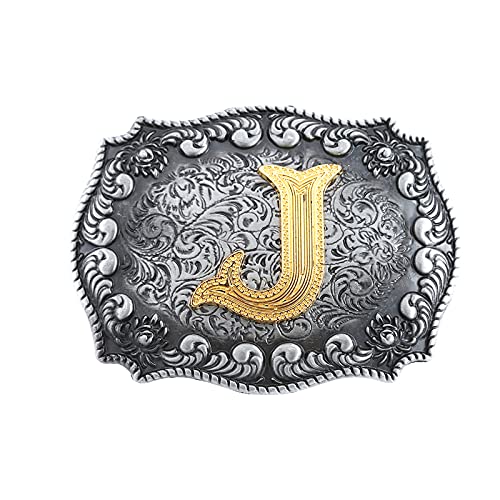 Image of HUABOLA CALYN Belt Buckle Men, Western Cowboy Rodeo Small Alphabet Letter ABCDMRJ to Z Initial Belt Buckles for Women