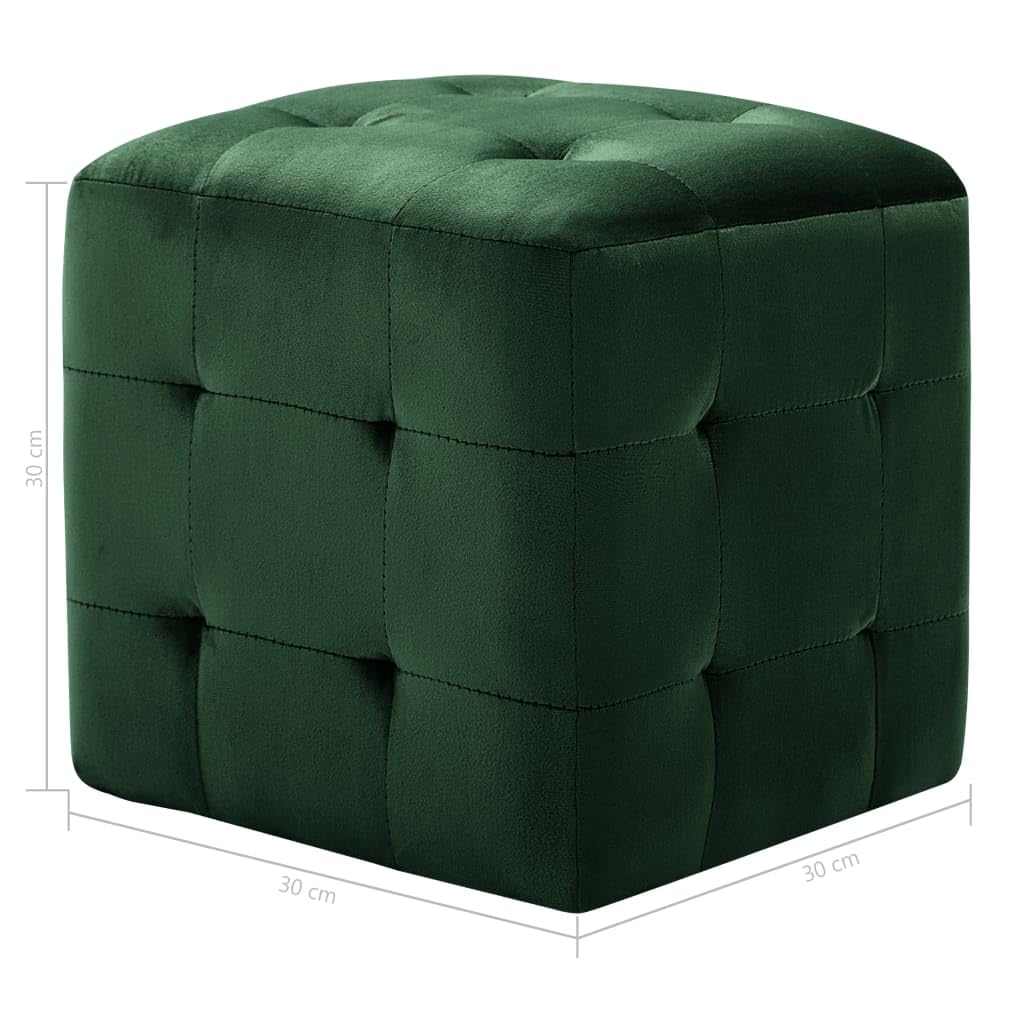 vidaXL 2 pcs Poufs Vert 30 x 30 x 30 cm Tissu Velours