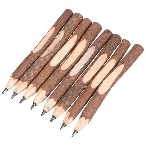 ELAYARD 8個木質スケッチングペンシル 天然樹皮素材の枝型グラファイト筆