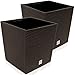 Deuba® 2X Blumentopf 35L 32x32x33cm Rato Low Innentopf Mit Griffen Wetterfest Rattanoptik Pflanzkasten Übertopf Pflanzkübel Blumenkasten Quadratisch Umbra