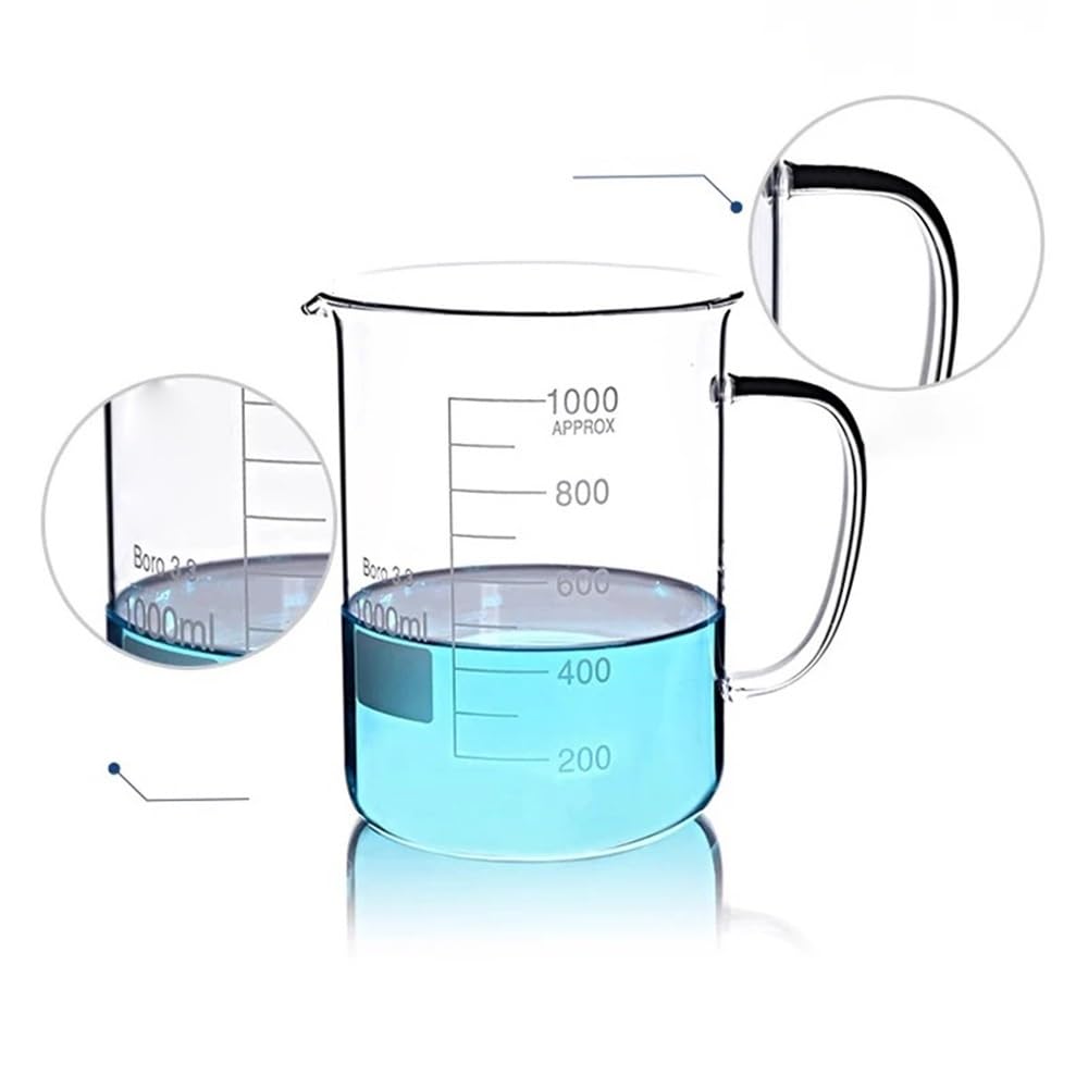 Vetreria da laboratorio Becher in vetro da 150 ml a 2000 ml 3.3 con manico Vetreria graduata da laboratorio(2000ml)