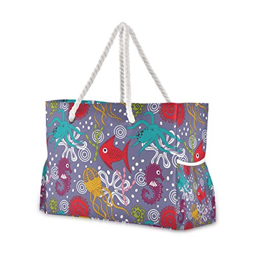 FANTAZIO Borsa da spiaggia dipinta a mano Sea