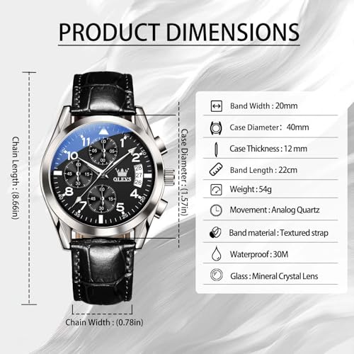 Image of OLEVS Men's Watches Brown Leather with Date,Casual Watches for Men,Large Face Watches Men,Chronograph Mens Watch,Sport Waterproof Business Dress Analog Quartz Men's Wrist Watches Reloj De Hombre