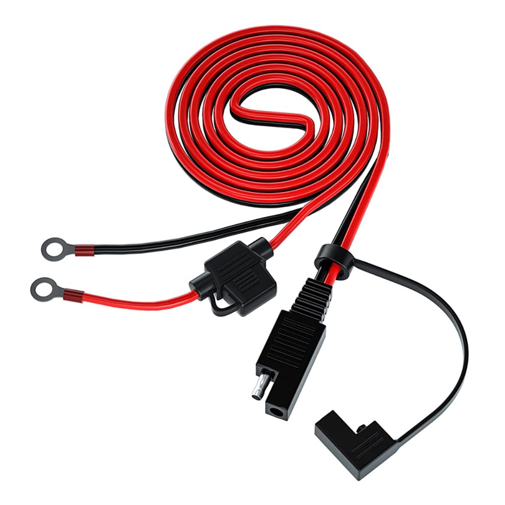 Cavo SAE Universale Con Doppio Fusibile 10A, Lunghezza 1,4 Metri. Perfetto Per Pannelli Solari, Batterie Auto E Moto. Terminali A O. - 3