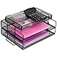 ideallife Schreibtisch Organizer mit Dokumentenablage, 2 Stück Briefablage Metall Stapelbar mit Oberes Tablett, Schreibtischablage für A4 Papier, Bürobedarf