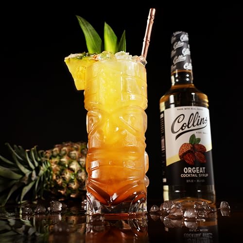 Collins Orgeat Syrup, Orgeat Simple Syrup, Real Sugar Cocktail Syrups, Soda Water Flavors, Cocktail Mixers, 32 Ounces, Set of 1