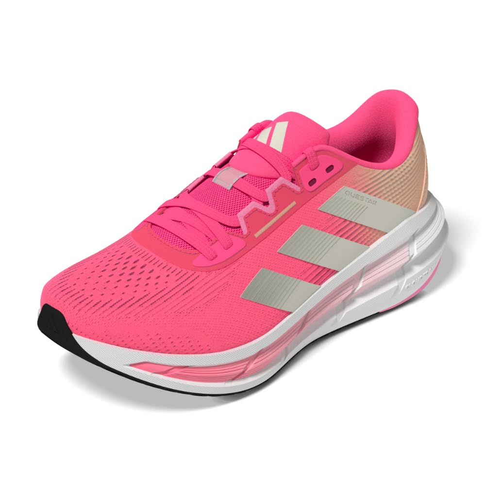 adidas Women's Questar 3 Running Sneaker, Lucid Pink/Ivory/Powder Coral, 8