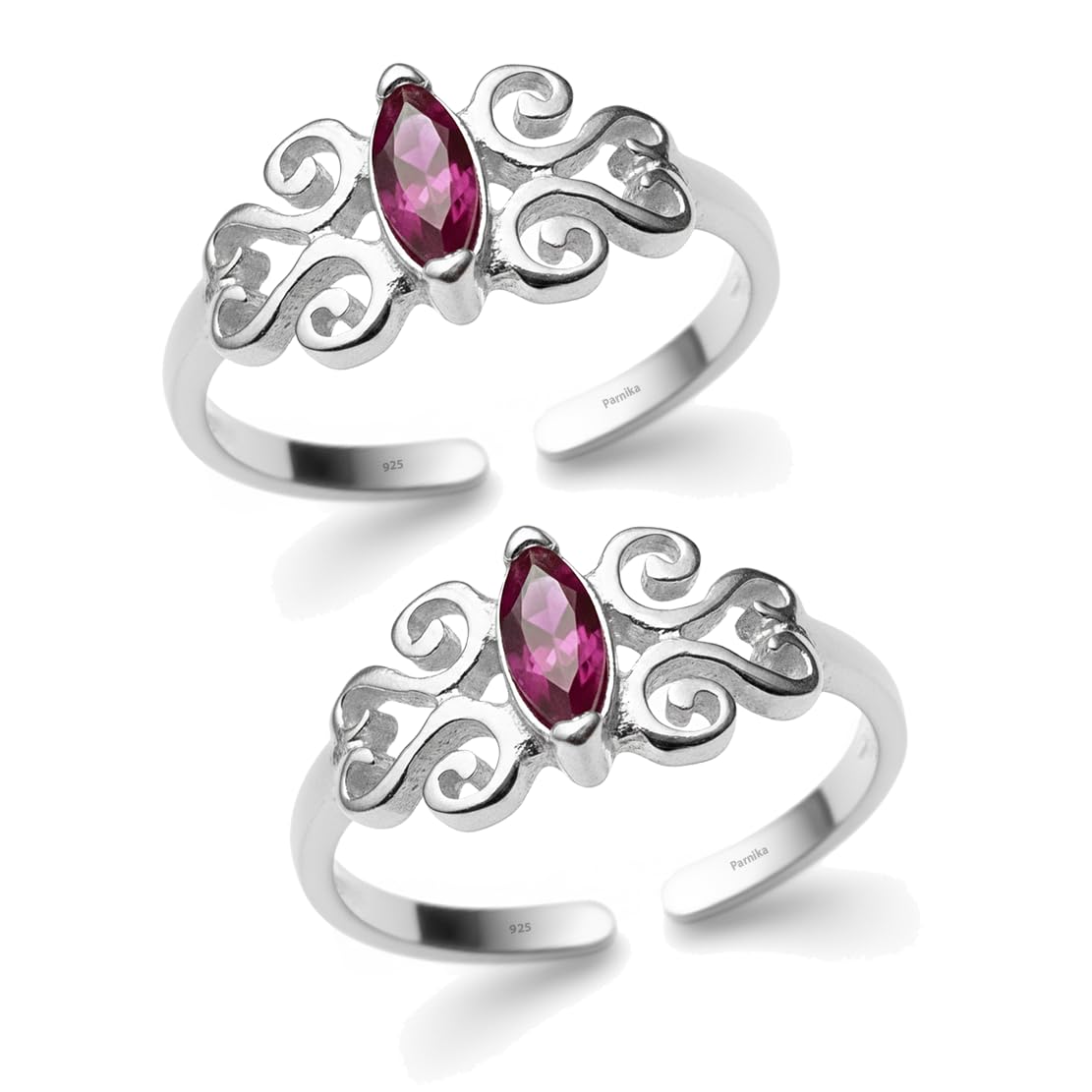 ( Formerly MJ 925 White Marquise Silver Toe Rings in Pure 92.5 Sterling Silver for Women | Chandi Bichiya | Chandi Bicchiya |-image-12