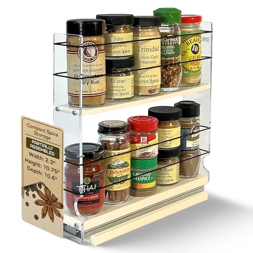 Vertical Spice Narrow Spice Rack -Sliding Spice Jars Organizer -