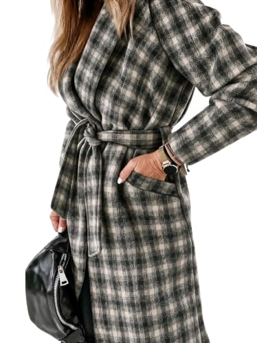Image of Ladiyo Womens Classic Coat Lapel Collar Open Front Belted Long Jacket