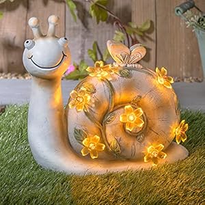 GloBrite Garden Ornament Solar Snail Figurine – Garden Statue Sculpture Solar Powered Lights Animal Figurine for Yard…