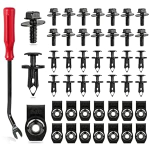 Xislet 45PCS Universal Style Engine Under Cover Splash Shield Guard Body Bolts Bumper Fender Liner Push Retainer Fastener Rivet Clips Compatible with Most Brand of Vehicles