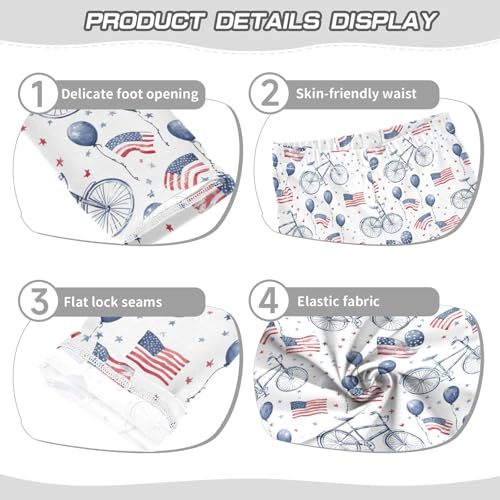 American Flag Balloon Bike Pattern Girls Leggings Soft Stretch Workout Yoga Dance Pants for Kids Casual Tights3