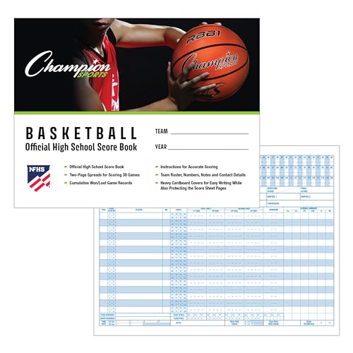 Champion Sports unisex BB1 coach and referee scorebooks White 30 GAMES US