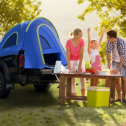 Truck Bed Tent With Rainfly For 5.5-6 Ft Truck Bed - 2 Person Waterproof & Windproof Pickup Truck Tent - Portable Double Layer Tent For Camping & Hiking (Blue) #TOP6