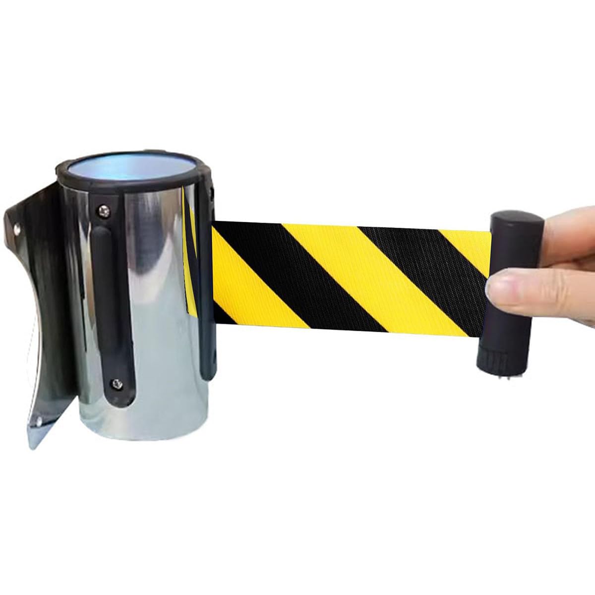 Barrera Seguridad retráctil para Colas multitudes, con cinturón retráctil, Color Amarillo y Negro, para Control multitudes