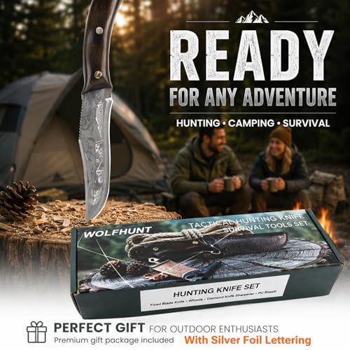 Fixed Blade Hunting Knife Set w/ Sheath 10.2” Outdoor Survival Knife - image 4
