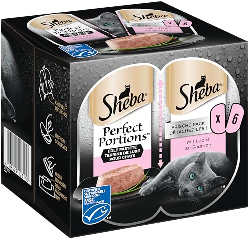SHEBA Perfect PORTIONS Pastete für Katzen mit Lachs MSC-Zertifiziert 8 x 3 x (2 x 37.5g) = 225 g ( Verpackung wird aktualisiert ) 2