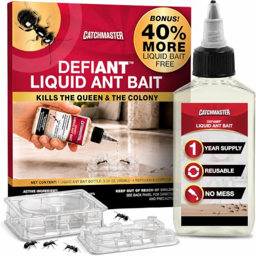 Catchmaster Defiant Premium Liquid Ant Killer, 1-Year Supply, Kills the Queen and Colony, No Mess...