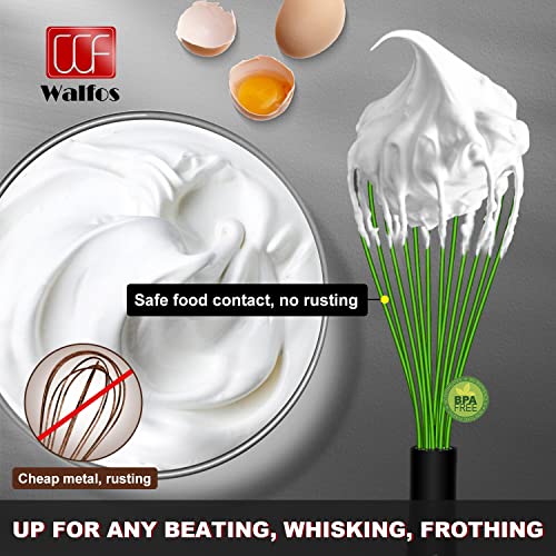 Image of Walfos Silicone Whisk, Rubber Whisks for Cooking, Baking (11,9,8.5 inch) - Heat Resistant Kitchen Whisks for Non-stick Cookware, Balloon Egg Beater Perfect for Blending, Whisking, Beating, Frothing