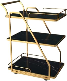 Stainless Steel 3-Tier Beverage Cart with Wheels - Elegant Serving Trolley for Drinks Coffee and Snacks - Modern Design for Home and Party Use