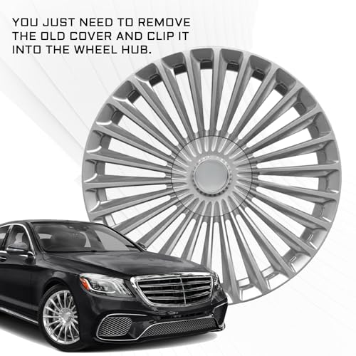 4PCS Wheel Center Caps, Chrome Snap-in Hub Cap Cover, Car Rim Center Caps with 2.13 Inch (54mm) Outer Diameter and 1.97 Inch (50mm) Inner Diameter, Universal Car Accessories(Sliver)