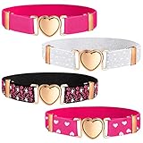 Geyoga 4 Pieces Kids Elastic Stretch Belts Heart Belt for Girls Waist Belt Adjustable Uniform Belt for Teen Kids Girls Dresses, 4 Styles (Chic Color)