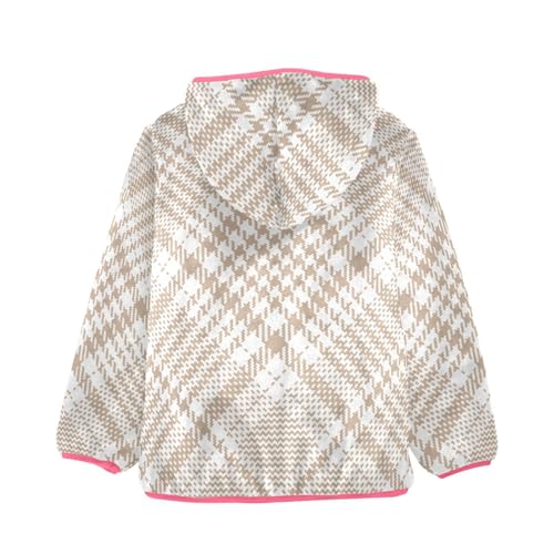 GuoChe Buffalo Plaid Beige Toddler Girl Fleece Jacket2