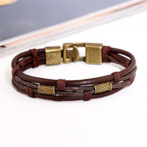 Trendy Dainty Link Bracelets For Women Adjustable Bracelet Stainless Wristband Leather Steel Men's Cuff Bangle Braided Bracelets Bangles Armband Bracelet For Teen Girls (Brown, One Size) #TOP15