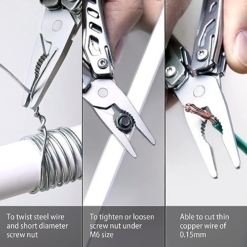 NexTool Mini Flagship 10 in 1 Multi-Tool, Multitool with Multitools Pliers, Camping Pliers, Can Opener, Scissors, Screwdriver, Bottle Opener, Gifts for Men, Father's Day Gifts-Silver - Image 3