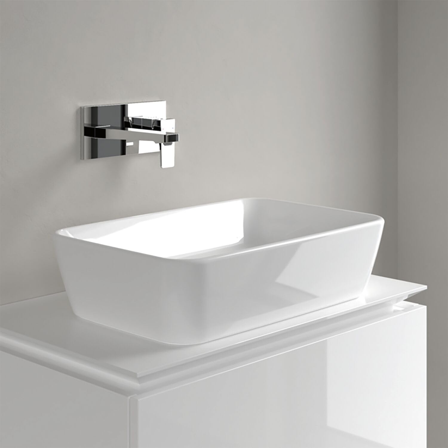 Villeroy & Boch Aufsatzwaschtisch Architectura rechteckig - modernes Aufsatzwaschbecken - Waschschale aus robusten und langlebigen Keramik, alpinweiß