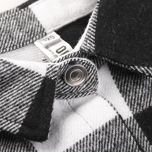 Image of Girls Flannel Plaid Shacket Button Down Long Sleeve Casual Shirt Shackets Fall Jacket Clothes