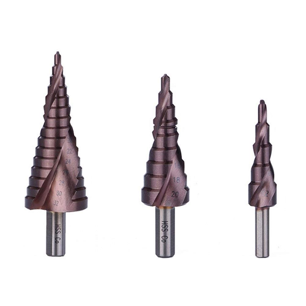 Lot de forets étagés en cobalt 4-12/4-20/4-32 mm pour perceuse électrique conique en métal Triangle Shank Cutter Bit (couleur : 8000438)
