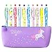 Trousse licorne avec 10 stylos colorés licorne et flamant rose pour filles, cadeau pour filles, lot de stylos gel de couleur licorne mignon, cadeau pour filles de 5, 6, 7, 8, 9, 10, 11, 12 ans, violet
