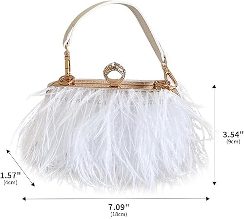 Miniatura 2 de Bolso de plumas de avestruz para mujer, bolsa de mano de avestruz, bolso de mano de plumas esponjosas, bolso de mano con flecos, bolso de noche