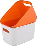 MOUYAT 8 PCS Colorful Plastic Storage Bins with Handles, 10 x 7 x 6 Inch Stackable Plastic Cube Closet Baskets for Kitchen Bathroom, Hand Soap, Shampoos, Towels