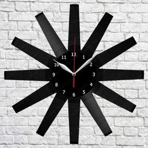 Horloge vinyle étoile noire : fixez une déco murale vintage sans bruit