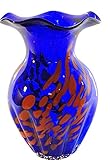 à Bulbe Vase, Vase en Verre Couleur Bleu Orange marbré, Fleurs Le Vase du Verre coloré, de la Bouche soufflé, Hauteur: Environ 19 cm, Oberstdorfer Glashutte