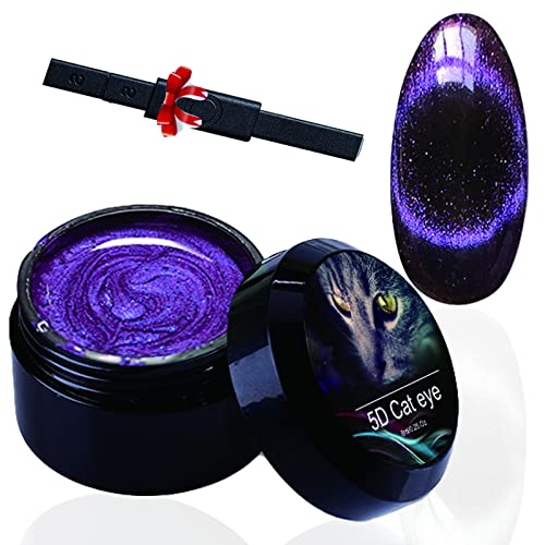 5D Cat Eye Holographic Glitter Gel Nagellack, Reflektierender Magnetischer Gel Lack Set Gold Rosa Silber Polygel Farben mit Cat Eye Magnet für Nail Art Salon DIY Design (02#) Cover