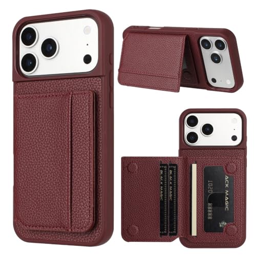 Étui iPhone Air rouge vin avec coque silicone et porte-cartes portefeuille
