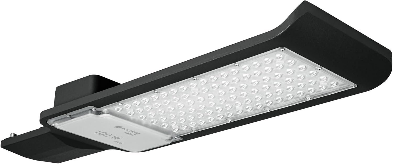 Volteck SUB-841L 100W High Intensity LED Flat Suburban Light Fixture, Aluminium Body, Bright White 6500K, IP 65, Black