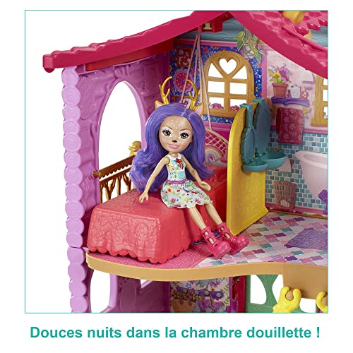 Enchantimals Coffret Maison De Danessa Biche​, Mini-Poupée Et Figurine Animale Sprint, 4 Espaces De Jeu Et Accessoires, Jouet Pour Enfant, Gyj18