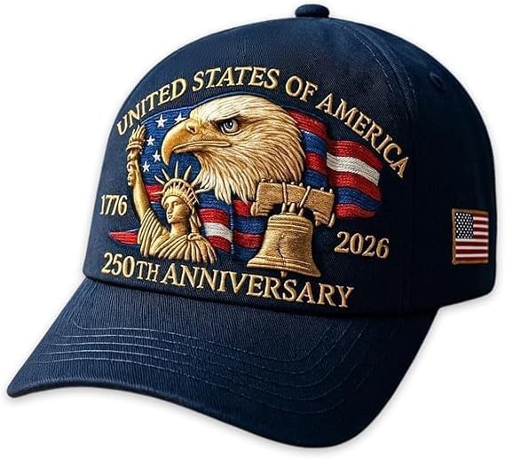 Eagle & Liberty,United States 250th Anniversary Hat,250th Anniversary USA Hat,Bald Eagle Embroidery Patriotic Baseball Cap