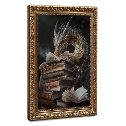 Livre de dragon fantastique sur toile 40x60 cm pour salon et chambre