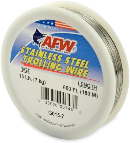American Fishing Wire Stainless Steel Trolling Wire (Single Strand), Bright Color, 50 Pound Test, 300-Feet