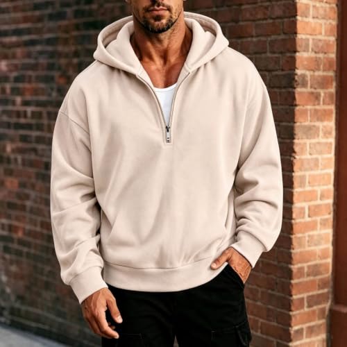 Mens Quarter Zip Hoodie Long Sleeve Pullover Sweatshirt Fall Winter Hoodies - image 2