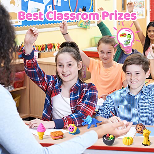 Fun Little Toys 60 Pcs Fun Erasers For Kids Japanese Mini Novelty Food Erasers Bulk Tiny Take Apart Puzzle Erasers Valentines Day Gifts For Kids Desk Pet Accessories Classroom Prizes Treasure Box #TOP5