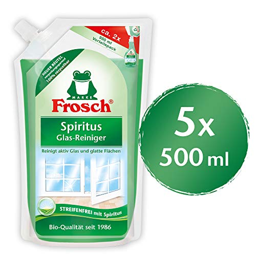 Preisvergleich Produktbild Frosch Spiritus Glas Reiniger Nachfüllbeutel, 5er Pack (5 x 500 ml)