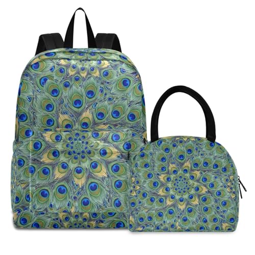 Sac à dos école imperméable fille grand volume contre les affaires mouillées motif paon