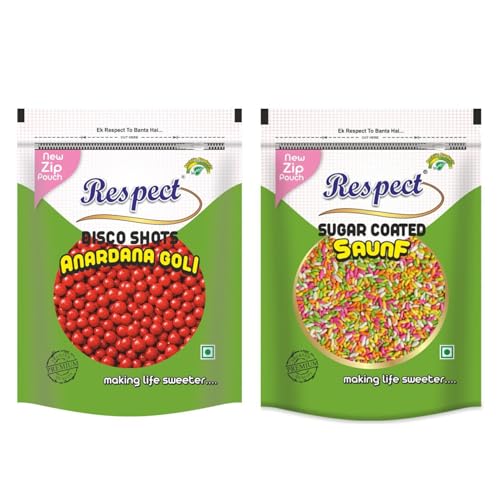 Image of RESPECT Sugar Coated Saunf 500g & Disco Anardana Shots 500g - Combo Mouth Freshener (1kg)